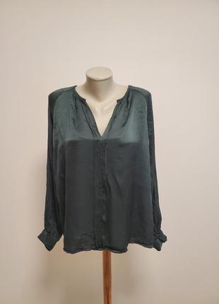 Шикарная брендовая вискозная блузка изумрудного цвета