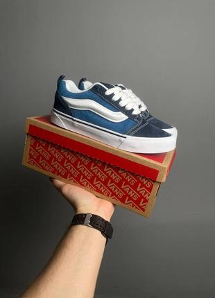 Женские кеды синие с белым vans knu skool blue white