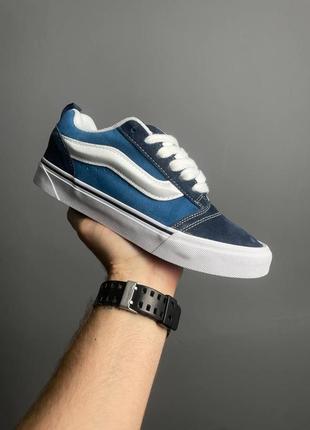 Женские кеды синие с белым vans knu skool blue white