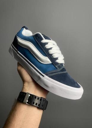 Женские кеды синие с белым vans knu skool blue white