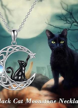 Підвіска у вигляді місяця та чорного кота готичний чорний кіт зірка місяць кулон