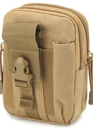 Тактическая сумка - сумка для телефона, система molle органайзер тактический с кордуры. цвет: койот