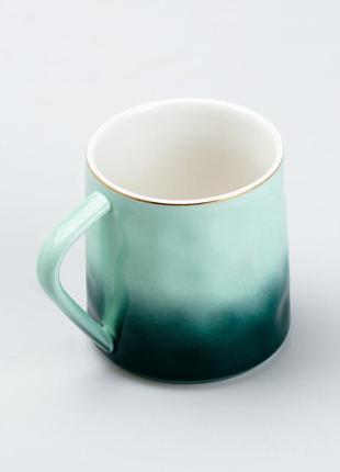 Чашка керамічна 400 мл для чаю чи кави зелена2 фото