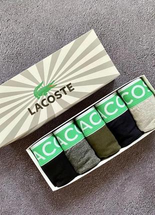 Комплект боксерів боксери lacoste 5 штук, стільні хлопчикові труси упаковками, спідня білизна для чоловіків1 фото