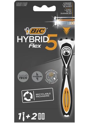 Бритва bic flex 5 hybrid с 2 сменными картриджами (3086123644922)