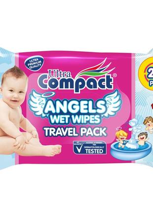 Дитячі вологі серветки ultra compact angels baby 20 шт (8697420533328)