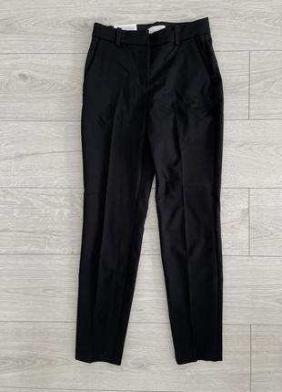 Жіночі штани-сигарети штани з стрейчевої тканини. звичайна талія, чорні базові класичні h&m
