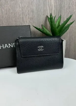 Шкіряний жіночий міні гаманець клатч, маленький портмоне натуральна чорна шкіра