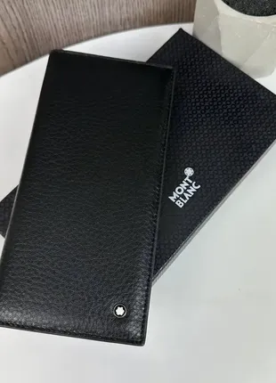 Чоловічий шкіряний гаманець клатч чорний люкс mont blank, чоловіче портмоне натуральна шкіра монт бл