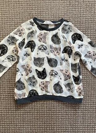 Напівпрозорий лонгслів дитячий з принтом котів h&m