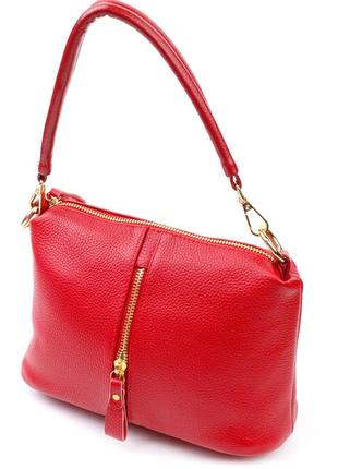Женская яркая сумка через плечо из натуральной кожи 22136 vintage красная