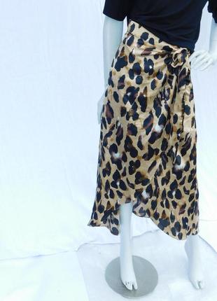 Сатиновая леопардовая юбочка на запах