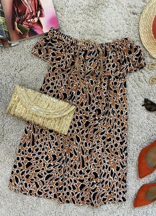Ніжна натуральна міні сукня в леопардовий принт №216