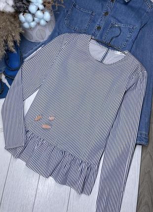 Полосатая хлопковая блуза mango xs s блуза c рюшами прямая блуза базовая