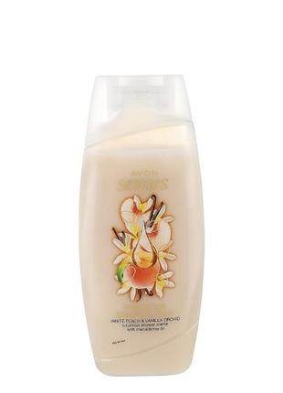 Avon new крем-гель для душа с ароматом белого персика и ванильной орхидеи 250 ml