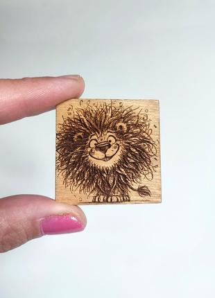 Магніт магніти дерев'яний левеня лев 👉 розмір 4х4 см