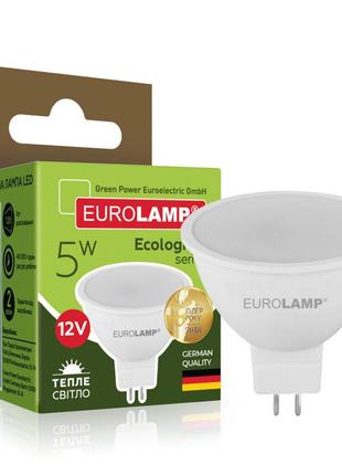Лампочка eurolamp led smd mr16 5w gu5.3 3000k 12v (led-smd-05533(12)(p))