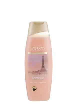 Парфюмированный крем-гель для душа avon senses "нежная любовь в париже", аромат пудрово-цветочный. 500 ml