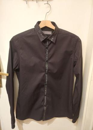 Чоловіча стильна чорна сорочка від бренду river island. розмір: м