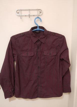 Детская стильная рубашка в полоску от бренда george. размер (11/146 × 12/152).