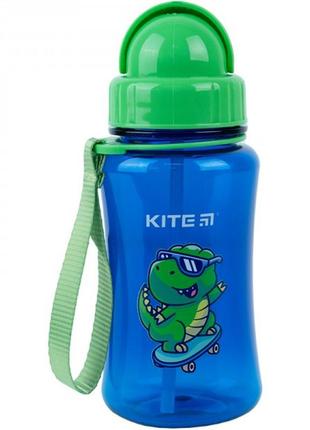 Бутылочка для воды с трубочкой kite 350 мл синяя k23-399-2