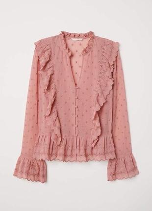 Рожева блуза із воланами h&m