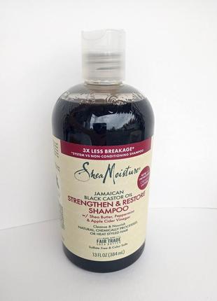 Sheamoisture, ямайское черное касторовое масло, укрепляющий и восстанавливающий шампунь, 384 мл