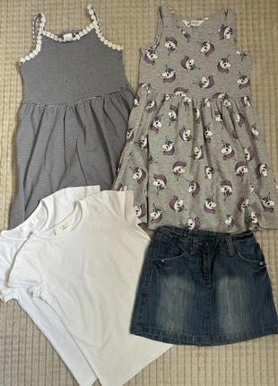Пакет комплект летних вещей платья юбка футболки для девочки h&amp;m next размер 8 лет