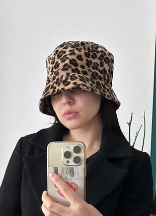 Берет елегантна жіноча класична шляпа тепла панама леопардова шляпка леопард