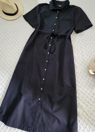 Чёрное платье рубашка миди primark коттон лён2 фото