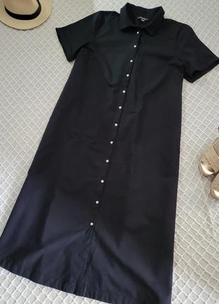 Чёрное платье рубашка миди primark коттон лён3 фото