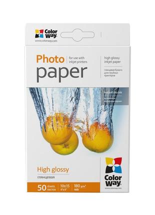 Фотобумага colorway 10x15 180г glossy, 50с (pg1800504r)
