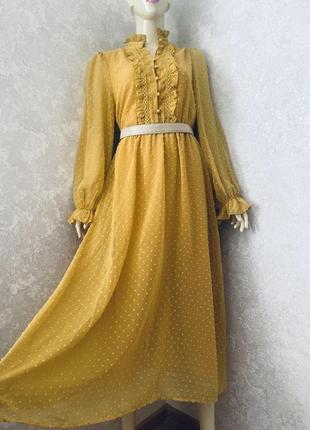 Красивое платье миди в горошек из фактурной ткани!!!