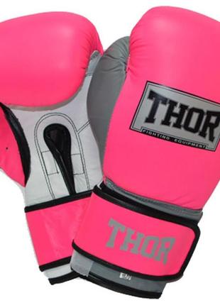 Боксерские перчатки thor typhoon 16oz pink/white/grey (8027/02(leath)pink/grey/w 16 oz.)
