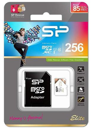 Карта пам'яті silicon power 256gb microsdxc class 10 uhs-i u1 elite + adapter (sp256gbstxbu1v21sp)