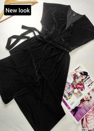 Комбінезон жіночий чорний брючний оксамитовий від бренду new look s m