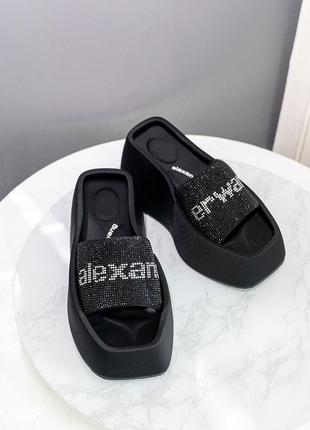 Шлепанцы сабо со стразами на платформе alexander wang