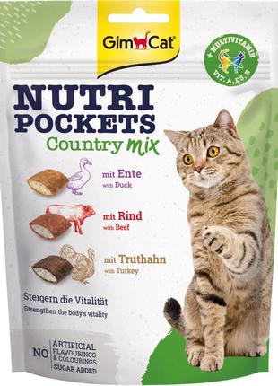 Ласощі для котів gimcat nutri pockets кантрі мікс 150 г (4002064419275)