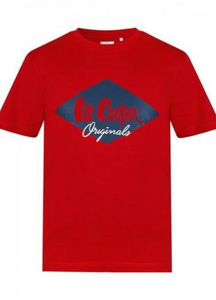 Красная хлопковая мужская футболка lee cooper с логотипом размер м