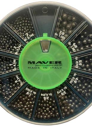 Набір грузил maver scatola pallini supercalibrati 250g №3-2-1-0-1/0-2/0-3/0-4/0-5/0-6/0-7/0