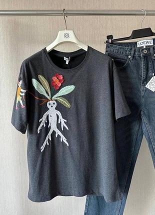 Футболка loewe 100% cotton объемная вышивка
