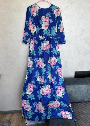 Платье в пол длинное с цветочным принтом летнее нежное