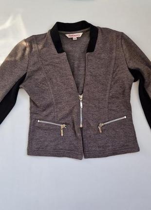 Стильный трикотажный пиджак кофта джемпер на молнии девочке pinkberry р. 128 можно в школу
