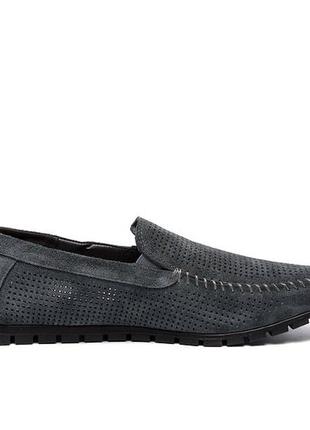 Чоловічі літні шкіряні мокасини, перфорація legges graphite4 фото