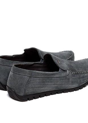 Чоловічі літні шкіряні мокасини, перфорація legges graphite5 фото