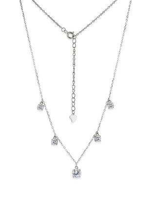 Серебряное колье в белых фианитах, размер 40 см x 0,1 см, вес: 3.0 г