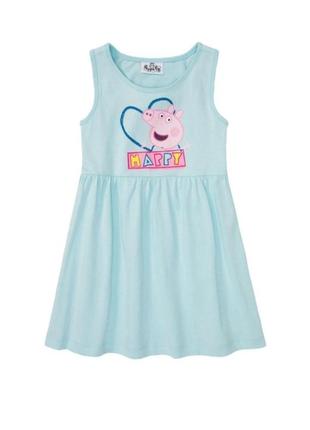 Платье из хлопкового трикотажа с принтом peppa pig.