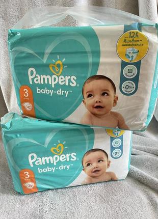 Pampers baby-dry 3 (42 шт), памперсы 3 подгузники