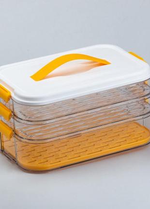 Трехъярусный пищевой контейнер, для замораживания и хранения продуктов 32*21*16,5 см.