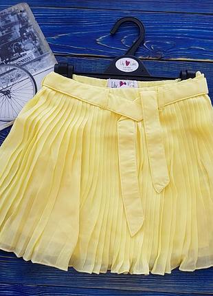 Яркая легкая пышная юбка плиссе на 5-6 лет